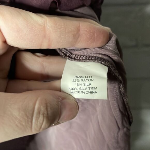 Aquarius Anthro Silk Layered Skirt Velvety Look Purple Plum Beaded Bottom Detail - Picture 6 of 8